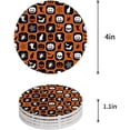 thumbnail image 1 of FMSHPON Halloween Pumpkin Black Cat and Bat Orange Plaid Set of 4 Round Coaster for Drinks, Absorbent Ceramic Stone Coasters Cup Mat with Cork Base for Home Kitchen Room Coffee Table Bar Decor, 1 of 6