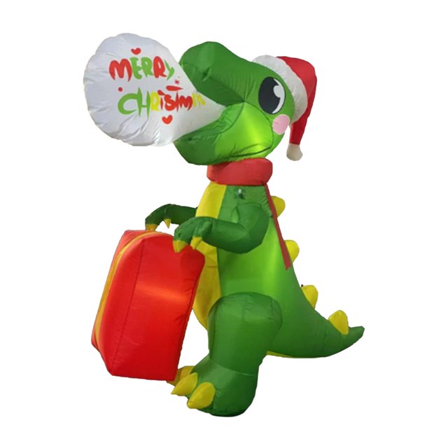 Decoración inflable navideña de dinosaurio, adorable luz para construir, grande, para fiestas de invierno, porche, césped, navideña.