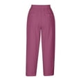 thumbnail image 3 of Diufon Women's Cargo Pants Elastic High Waist Drawstring Lounge Pants 3/4 Solid Color Pants with Pockets, 3 of 4