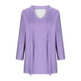 thumbnail image 7 of Diufon Womens 3/4 Sleeve Tops Business Casual Blouses V Neck Pleated Shirts Solid Color Dressy Tunic Tops, 7 of 7