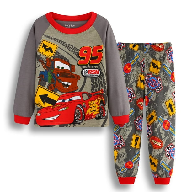 Pijamas para niños Traje Spiderman Algodón Impresión Dibujos animados Coche Hogar Niños Ropa Manga larga + Pantalones 2-7T Envío gratis 6T (120 CM) zhangmengya CONDUJO