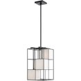 thumbnail image 3 of 10.5 Sq. inch 4 Light Black Pendant Chandelier with Hand Crafted Off White Fabric Hardback Shade, 3 of 6