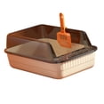 thumbnail image 3 of Cat Litter Tray Open Top High Sides Semi Enclosed Space Saving Sturdy Beige, 3 of 8