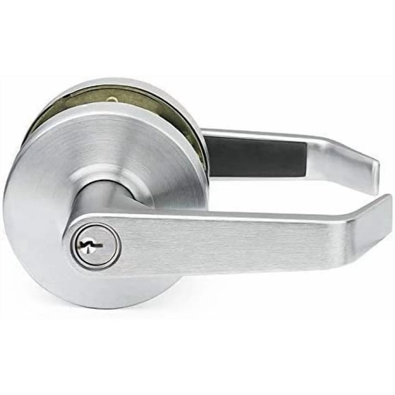 Lawrence Hardware Chrome Grade 2 Classroom Door Lever with Key Lock Set, Keyed Alike 2 3/8"