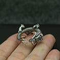 thumbnail image 5 of K-KED Pure S925 Sterling Silver Band Men Gift Five Claws Red Eye Dragon Open Ring 11g, 5 of 9