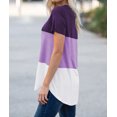 thumbnail image 3 of Women's Purple Color Block V Neck T-shirt, 3 of 5