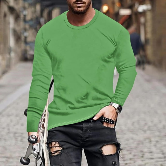 Timegard Chandails à Manches Longues pour Hommes, Épaules Tombantes, Col Ras du Cou Confortable, Chandails Décontractés d'Entraînement et de Course, Hauts