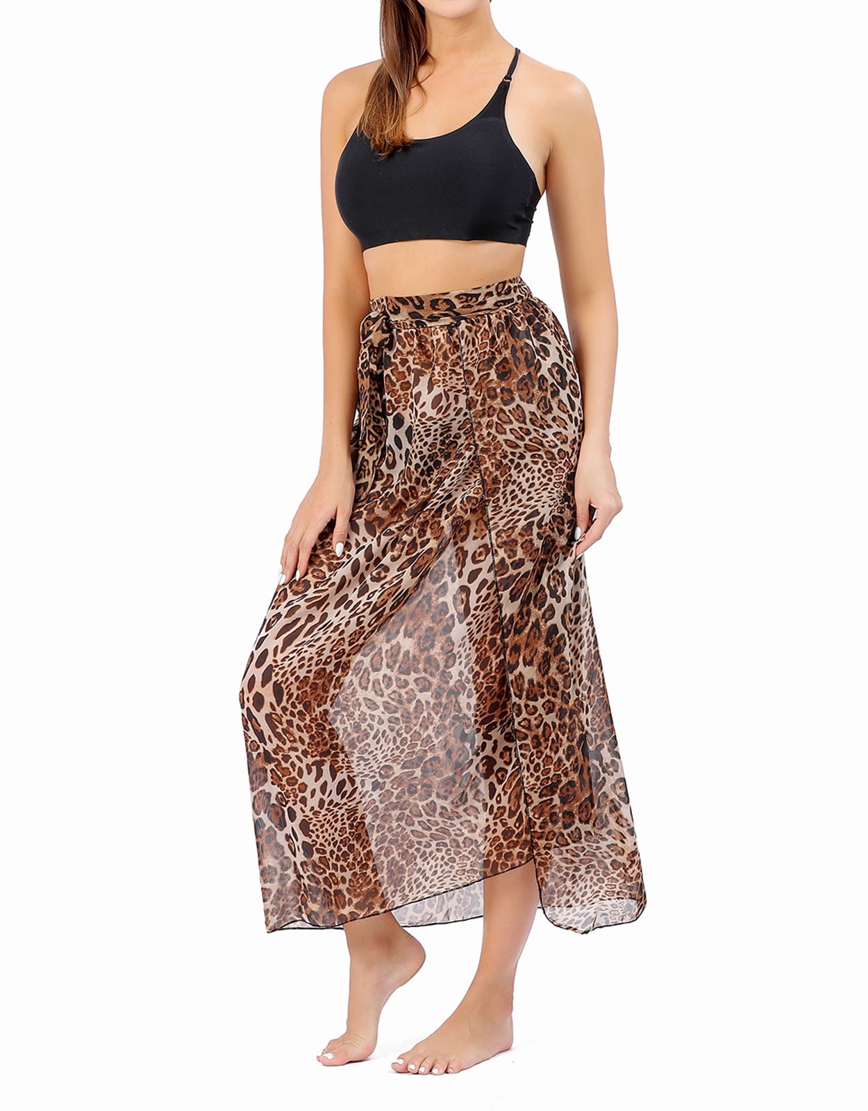 Women Sarong Wrap Beach Cover Up Plus Size Sheer Swimsuit Floral Print