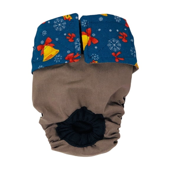 Barkertime Christmas Gold Jingle Bells on Brown Cat Diaper