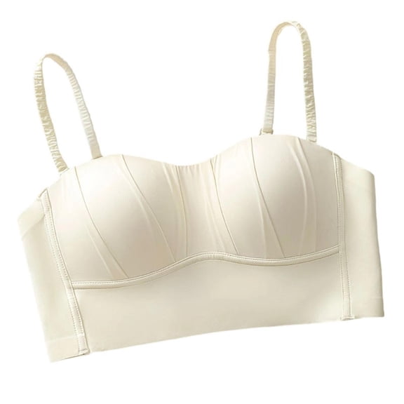 YUGYXL Push Up Bras for Women Wireless Corset Top Bustier Padded No Underwire Bras Full Coverage Bra Camisole Beige