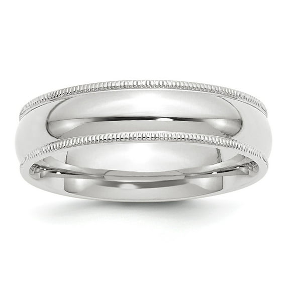 14KW 6mm Milgrain Comfort Fit Band Size 9 in 14k White Gold
