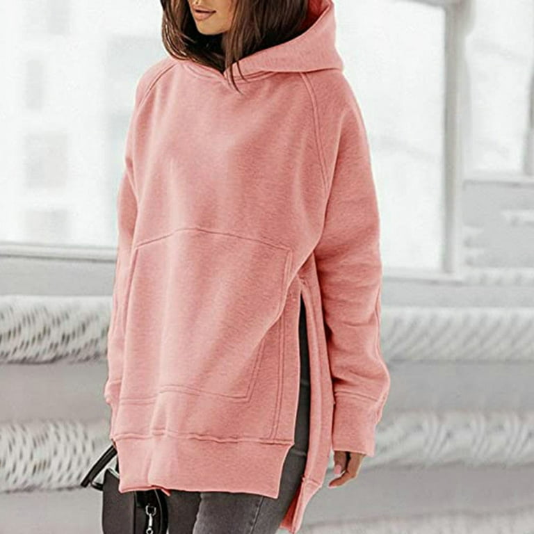 Split Pure Color Long Hoodies Split Pure Color Long Hoodies