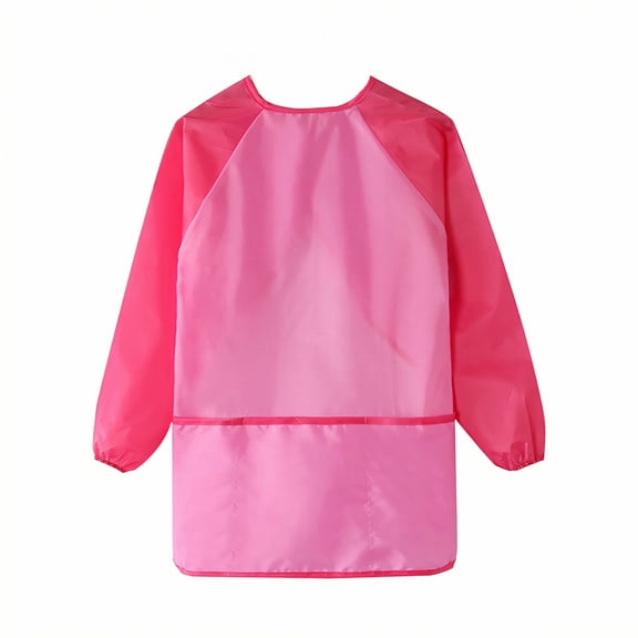 AUQ Kids Apron,Pleasant Taffeta Fabric Toddler Apron,Wide Front Pouch Apron with Pockets,Pink