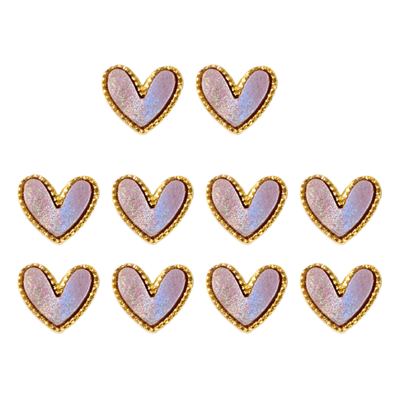 UDIYO 10Pcs/Set Nail Drill Luxury 3D Effect Gloss Peach Love Heart Nail
