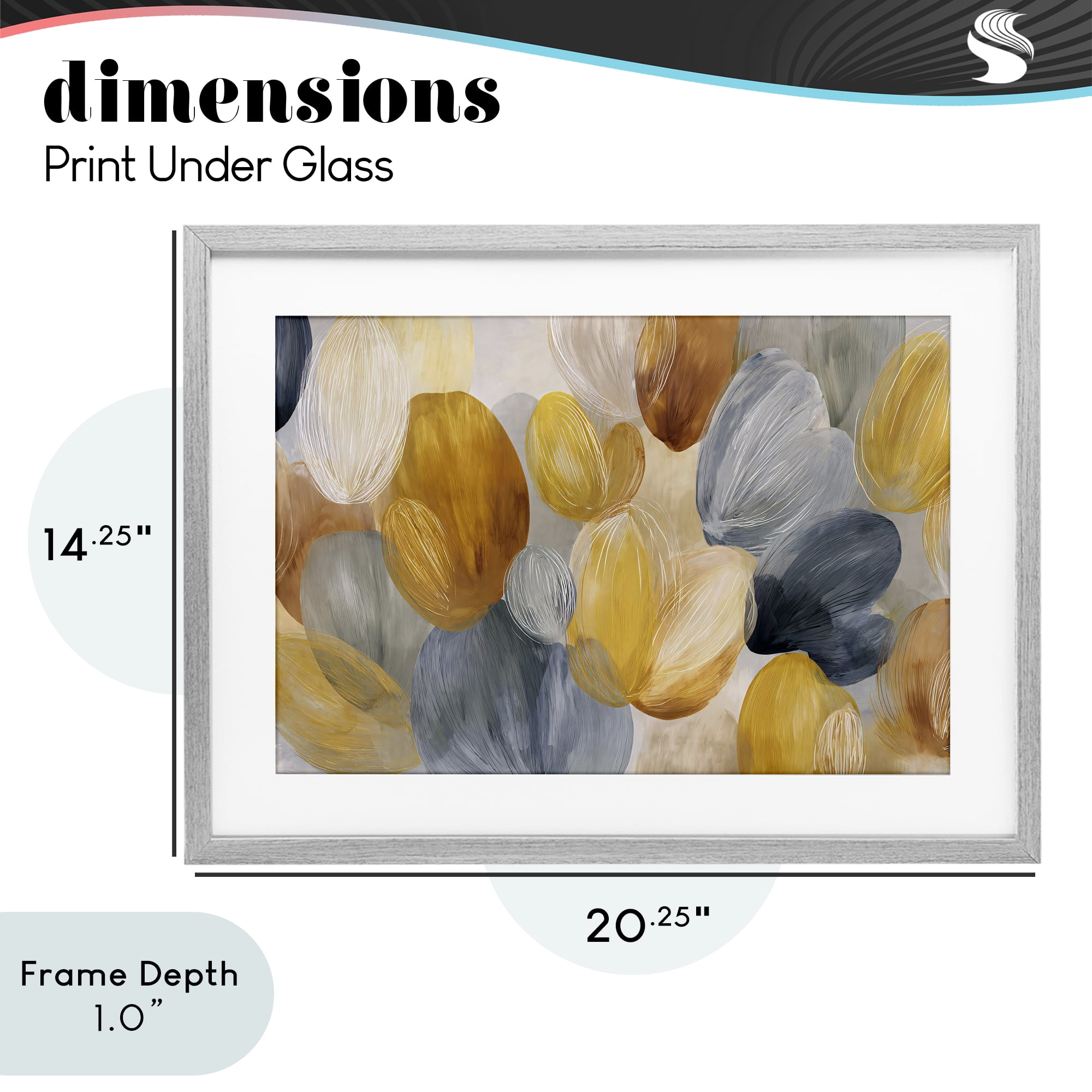 Stupell Industries Warm Oblong Layered Shapes Gray Framed Print Under Glass, design by Jacky Ngan