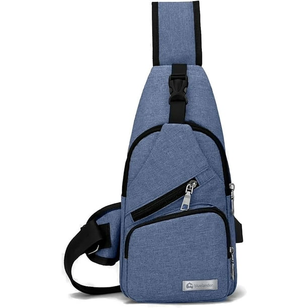 Bolso Bandolera Bluelander con Puerto USB, Azul