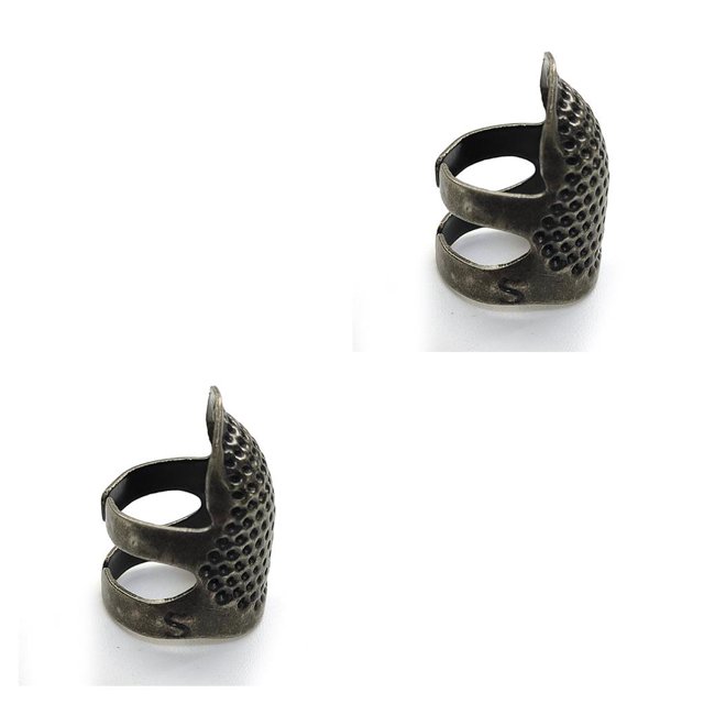 Cateissary Anillo de dedal de latón de protección, de trabajo duro, manualidades hechas a mano, accesorios de manualidades DIY para Plateado oscuro S 2piezas