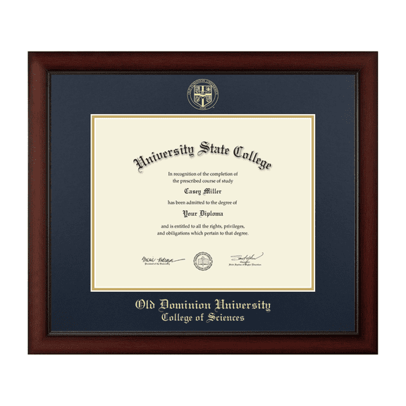 Framerly - ODU Science Diploma Frame with Navy and Gold Mat