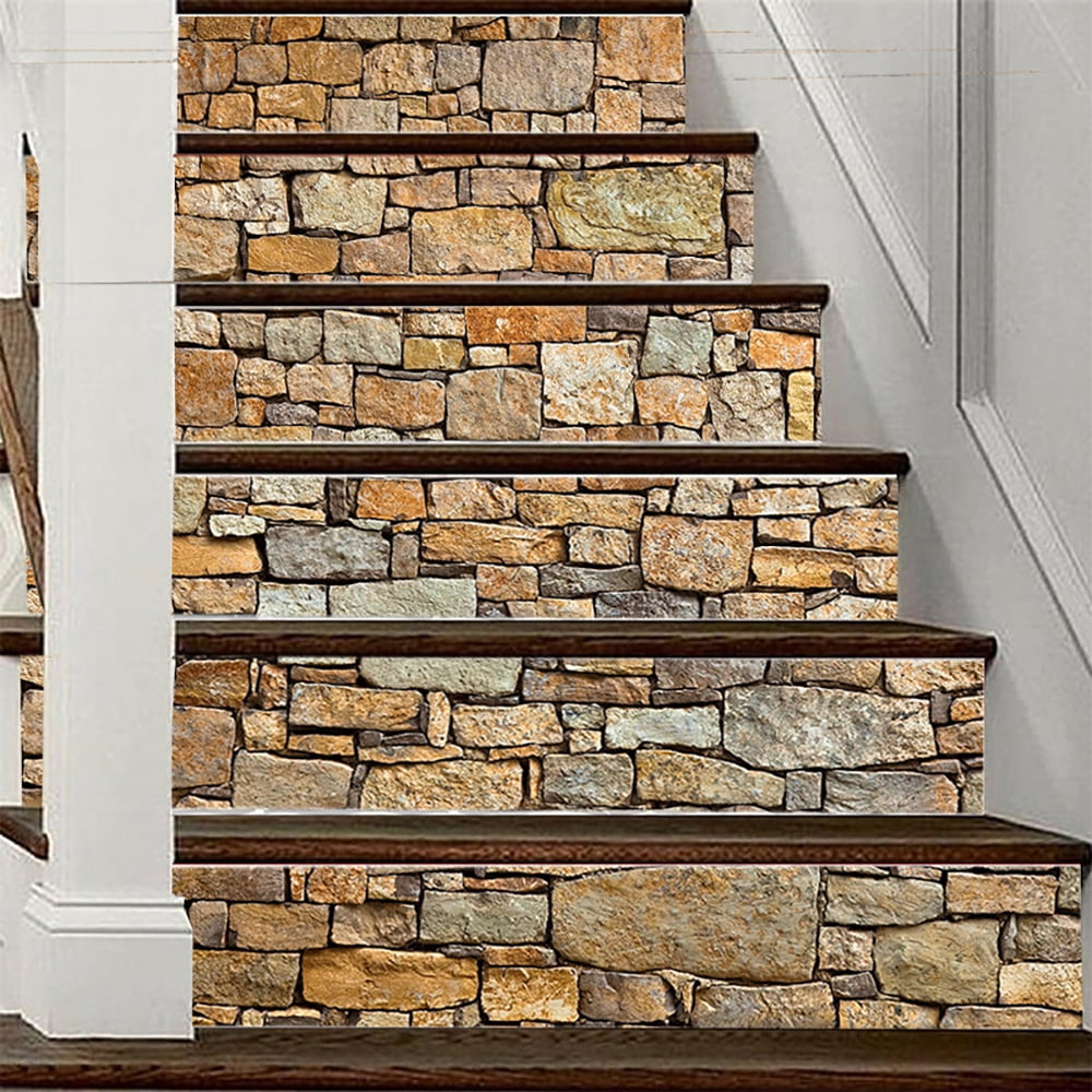 Stone Pattern Stairs Sticker, Peel and Stick Staircase Decals Self Adhesive Vinyl Stair Decals Wall Sticker for House Stairs Decoration