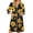Black(Sunflower Print), variant on Lightweight Robes for Women Zipper 3/4 Length Sleeve Summer Bathrobes for Women Zipper Front Knee Length Maple Leaf Print Plus Size Bathrobe Nightgown with Pockets White L