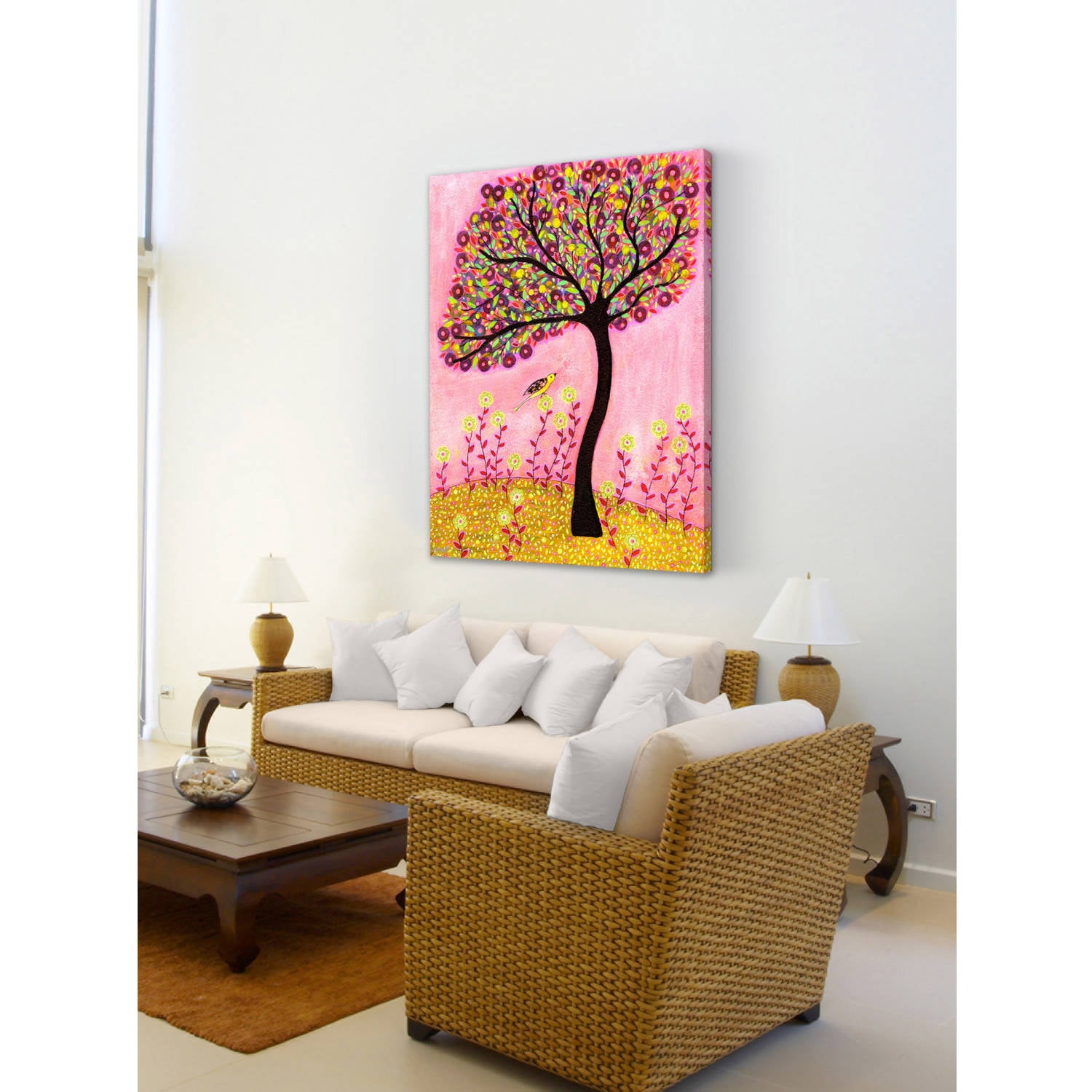 Marmont Hill "Blush Tree" by Sascalia Painting Print on Wrapped Canvas