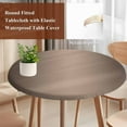 thumbnail image 3 of Brown Ombre Round Tablecloth 45-54 Inch Round Fitted Table Cloth with Elastic Edge, Modern Gradient Abstract Art Waterproof Table Cover Protector for Outdoor Picnic Party Dining, 3 of 6