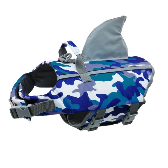 Blue Buoyant Pet Life Jacket, Dog Swim Vest, Life Jacket, Dog Shark, Adjustable Straps with Buckles to Deliver Reliable Flotation and High Visibility for All Your Dog’S On-Water