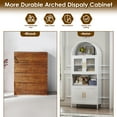 thumbnail image 4 of SUPEER 73" Tal Metal Arched Storage Display Cabinet with Glass Doors and Adjustable Shelves, Freestanding Kitchen Pantry Curio Storage Cabinet for Dining room, Home, Office, Assembly Required, White, 4 of 7