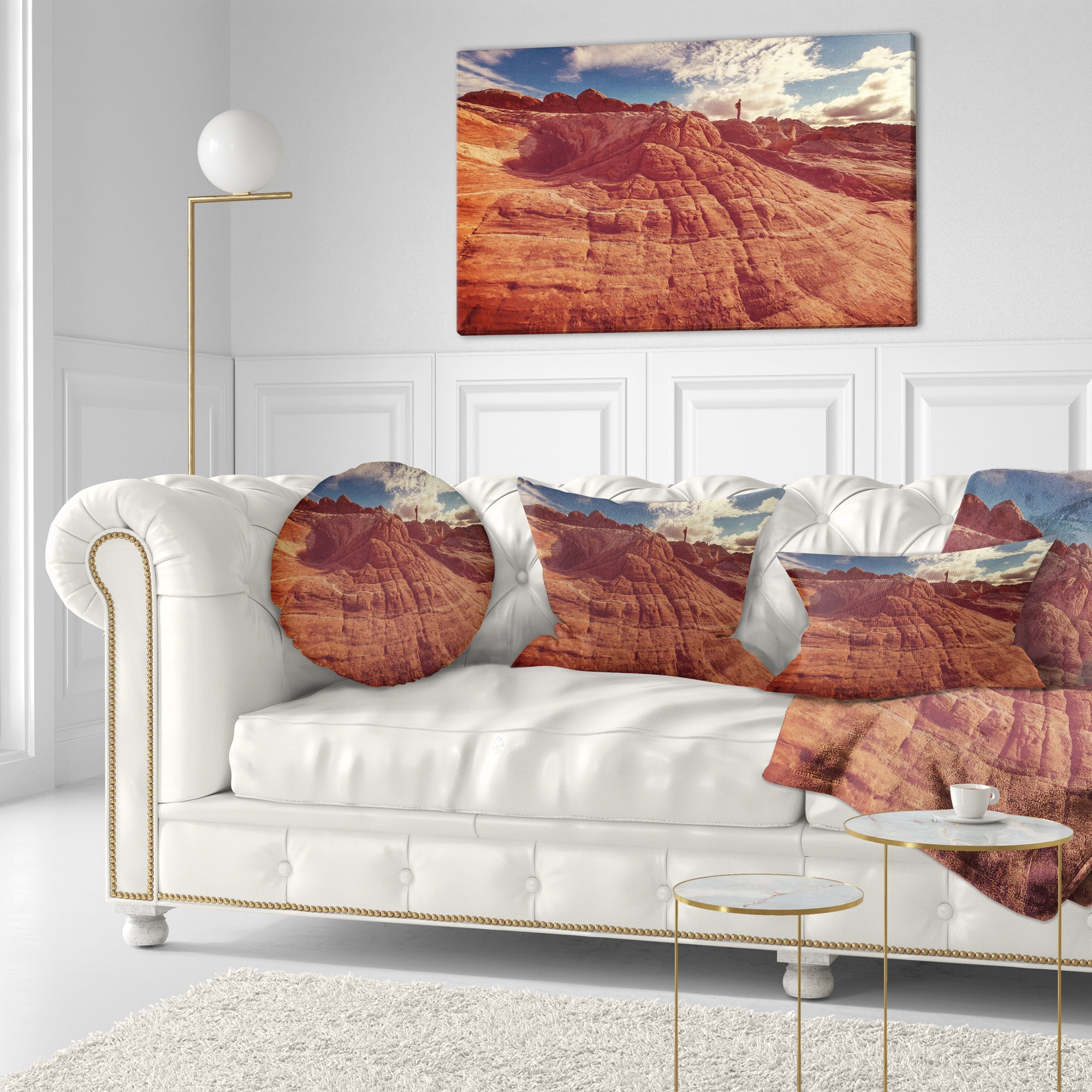 Designart Vermilion Cliffs At Sunrise - Landscape Printed Throw Pillow - 12x20