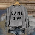 thumbnail image 2 of ADSSDQ Football Sweatshirts for Women Fall Workout Football Graphic Crew Neck Pullover Tops Casual Long Sleeve Game Day Hoodies Gray 3XL, 2 of 4