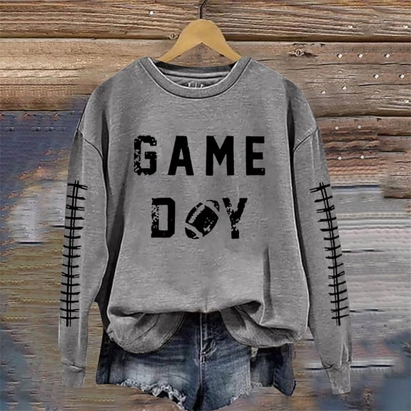 Game Day Football Sweatshirts For Women - Long Sleeve Football Shirts, Cute Cheer Mom Shirt, Crewneck Pullover Tops