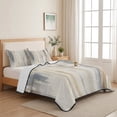 thumbnail image 5 of Twin Quilt Set 68''x86'', Beige Grey Lightweight Summer Bedspread Coverlet Set with 2 Pillow Shams, Abstract Mottled Art Retro Modern Painting Breathable All Season Quilt Bedding for Dorm/Bedroom, 5 of 9