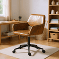 thumbnail image 1 of Homy Casa 1-Piece Ross Ergonomic Office Chair, Adjustable Faux Suede Desk Chair with Swivel Base, Brown, 1 of 11