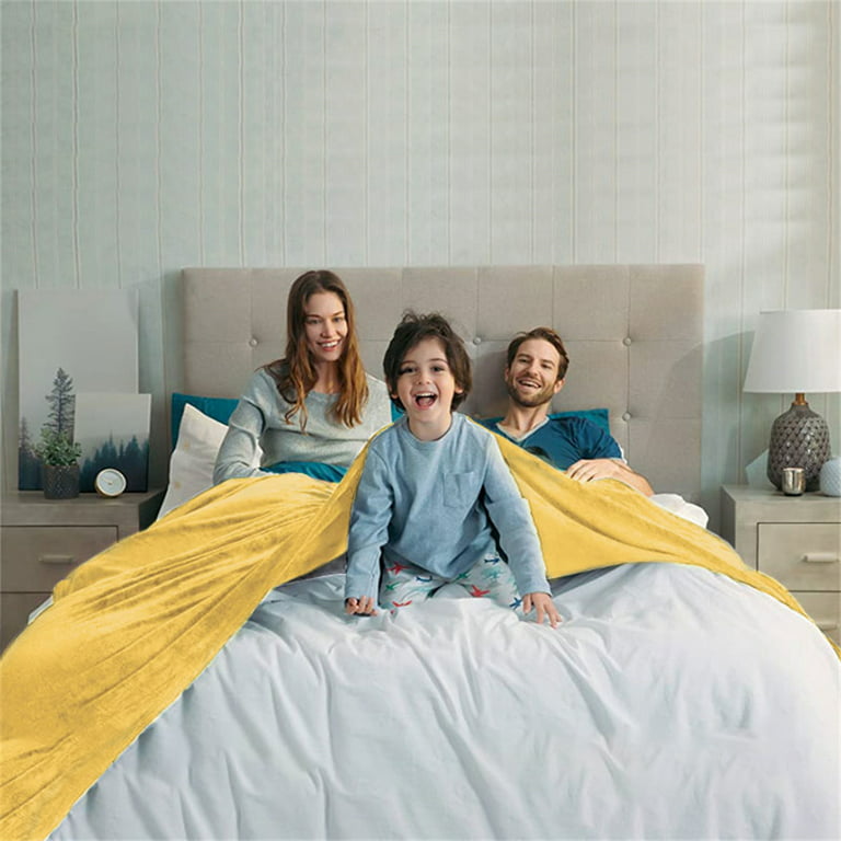 Throw Blanket for Sofa Bed, Yellow Fleece Blanket Throw Size