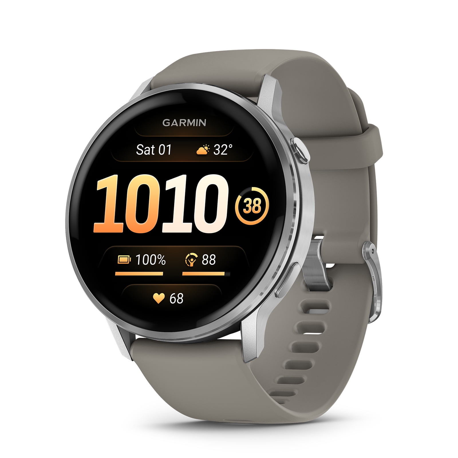 Garmin Venu 4 45mm GPS Fitness Smartwatch, Silver with Silver Gray Band Bundle