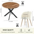 thumbnail image 6 of NORDICANA 3 Pieces 37-Inch Round Dining Table and Upholstered Chairs for Two Person, MDF Table-top, Off White Fuzzy Sherpa Armchairs with Wood Grain Metal Leg for Kitchen, Reception Room, 6 of 10