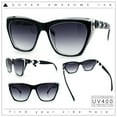 thumbnail image 2 of Womens Oversized Thick Plastic Cat Eye Rectangular Fashion Sunglasses Black Clear - Smoke, 2 of 8