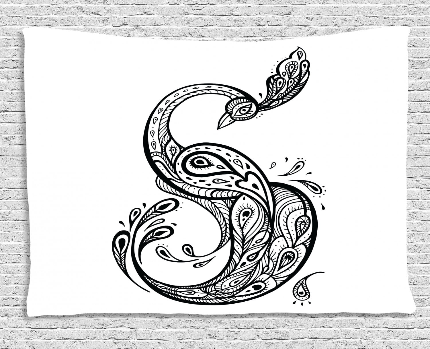 Ethnic Tapestry Spiritual Curved Peacock With Sacred Leaves