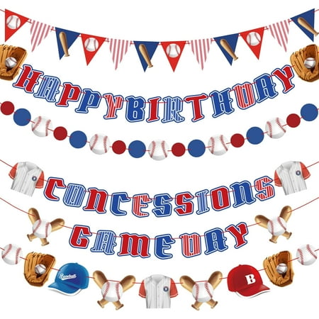 Fuliko Pre-Strung Baseball Party Decorations with Concessions and Day Banners, Baseball Party Supplies