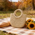 thumbnail image 4 of Straw Beach Tote Bag for Women, Handmade Woven Rattan Summer Handbag with Round Handles for Travel, Pool, and Vacation, 4 of 6