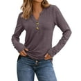 thumbnail image 5 of Womens Long Sleeve Shirts Business Casual Outfits Dressy Tops Blouses Henley V Neck Fall Clothes Loose Fit Tunic, 5 of 5