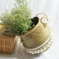 thumbnail image 2 of Storage Basket Foldable Laundry Straw Patchwork Wicker Rattan Belly Garden Flower Pot Planter Handmade Basket, 2 of 6