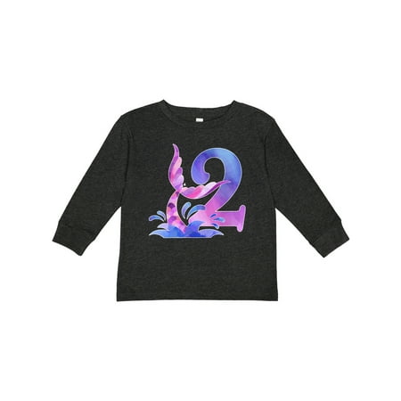 

Inktastic 2nd Birthday Mermaid Tail Gift Toddler Boy or Toddler Girl Long Sleeve T-Shirt