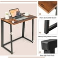 thumbnail image 6 of Costway Folding Computer Desk No Assembly Study Writing Table for Small Spaces Brown, 6 of 11