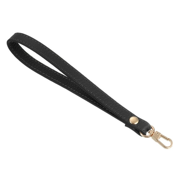 Leather Wristlet Strap, 7.48" Hand Wrist Lanyard Bag Key Chain (Black Gold)