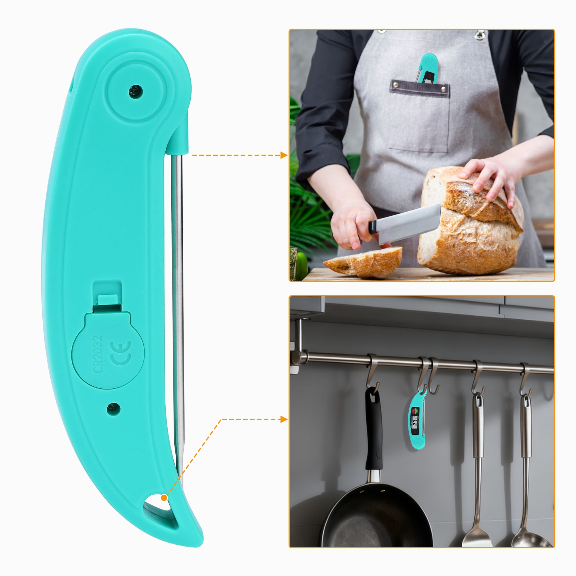 Unique Bargains Digital Meat Instant Read Food Thermometer Black/Green