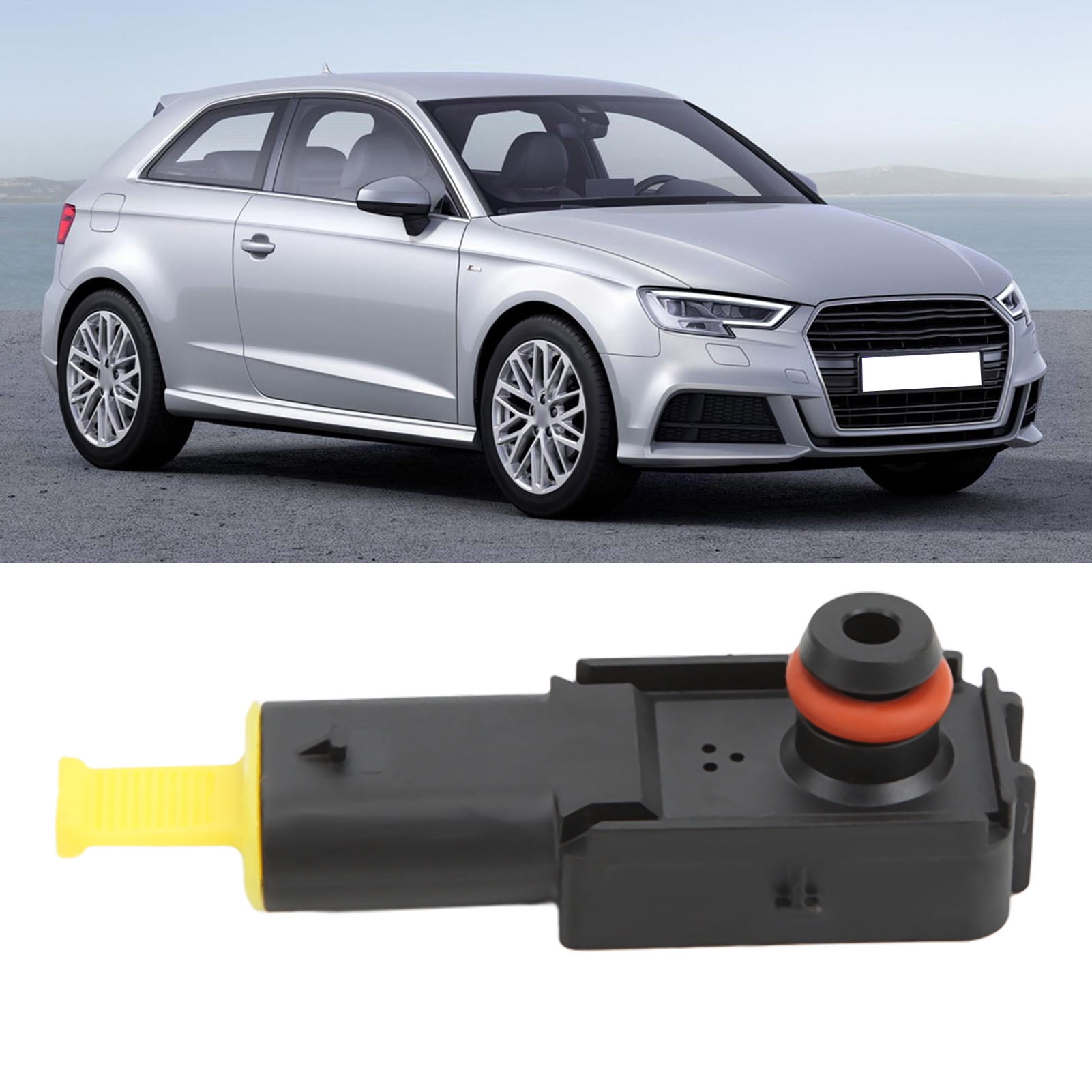 Spptty Brake Booster,Black Car Brake Booster Pressure Sensor 5Q0 906