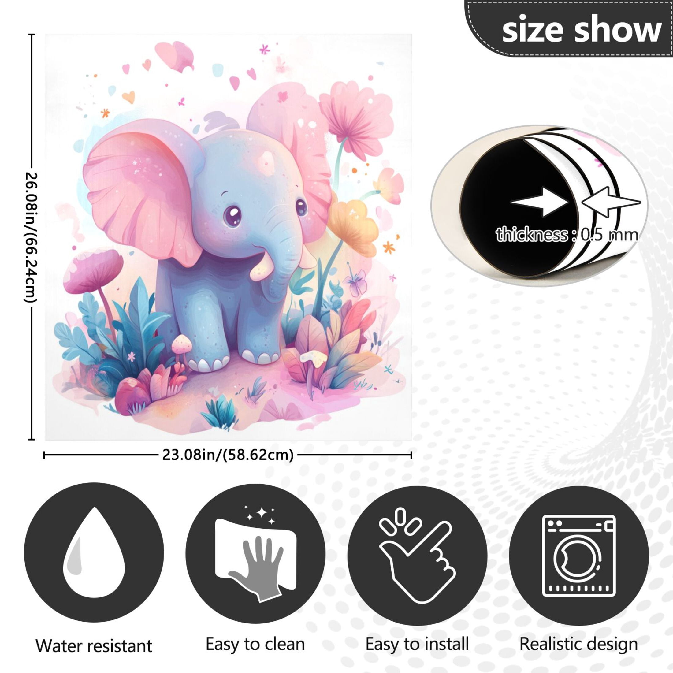 Dishwasher Magnetic Sticker 23x26 Inch Refrigerator Magnetic Sticker Washing Machine Magnetic Sticker Kitchen Panel Magnetic Sticker Home Decor Pink Blue Image