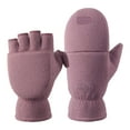 thumbnail image 4 of Solid Color Convertible Flip Top Mittens Winter Windproof Polar Fingerless Gloves with Flip Cover for Adults Cold Weather,Color:Red, 4 of 4