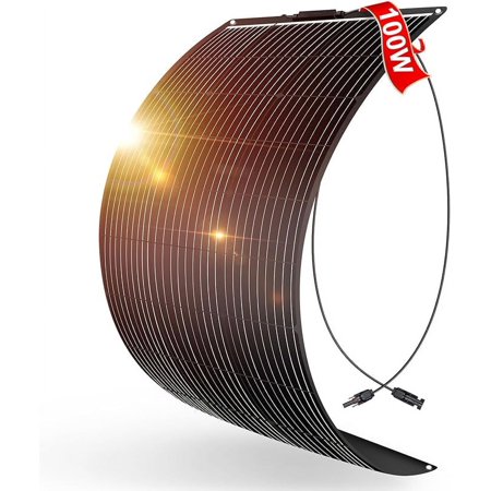 DOKIO Flexible Solar Panel 100w Pro 12 Volt Monocrystalline, Ultra Lightweight, High Efficiency, Bendable 260 Degrees,Solar Off-Grid Charger, for RV Cabin Van Car Uneven Surfaces